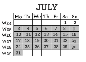 7月のカレンダー